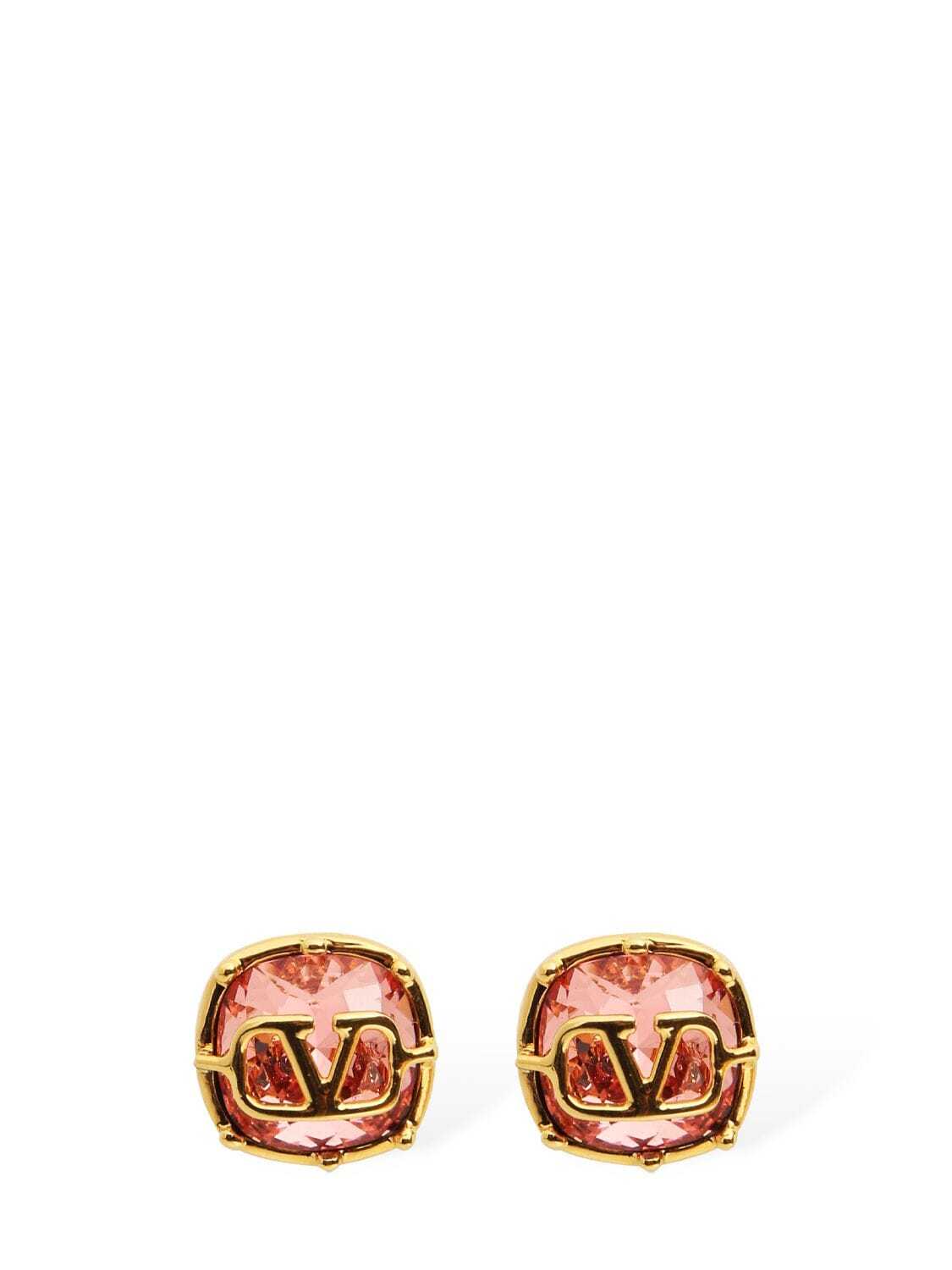 VALENTINO GARAVANI Crystal V Logo Light Round Earrings in gold