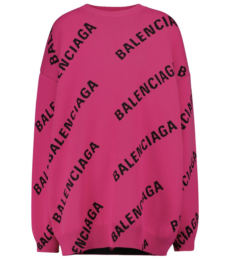 Balenciaga Logo wool-blend sweater in pink