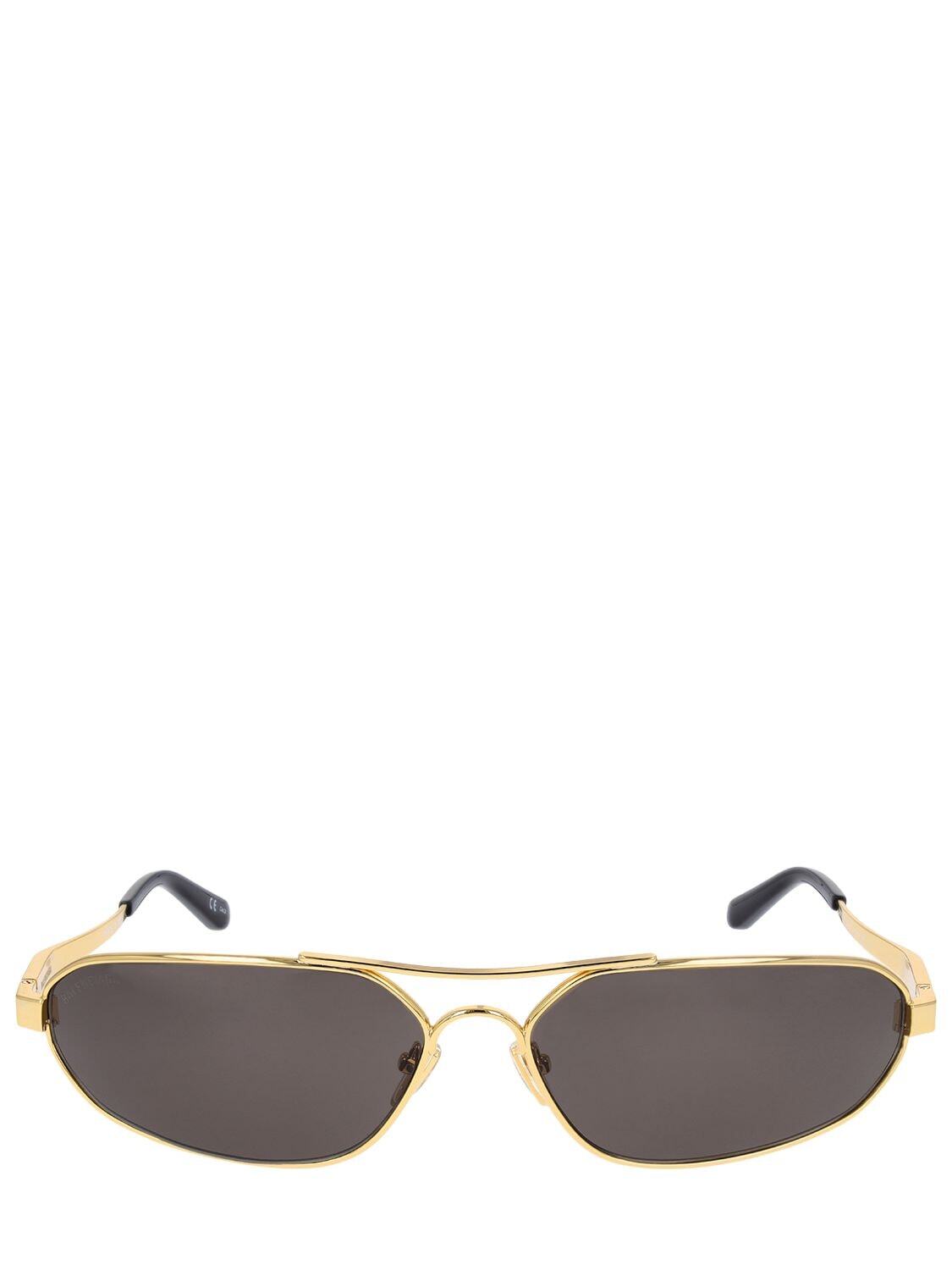 BALENCIAGA 0227s Stretch Oval Metal Sunglasses in black