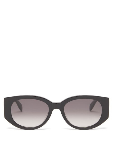 Alexander Mcqueen - Oval Acetate Sunglasses - Womens - Black