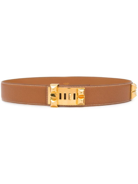 Hermès studded adjustable belt in brown
