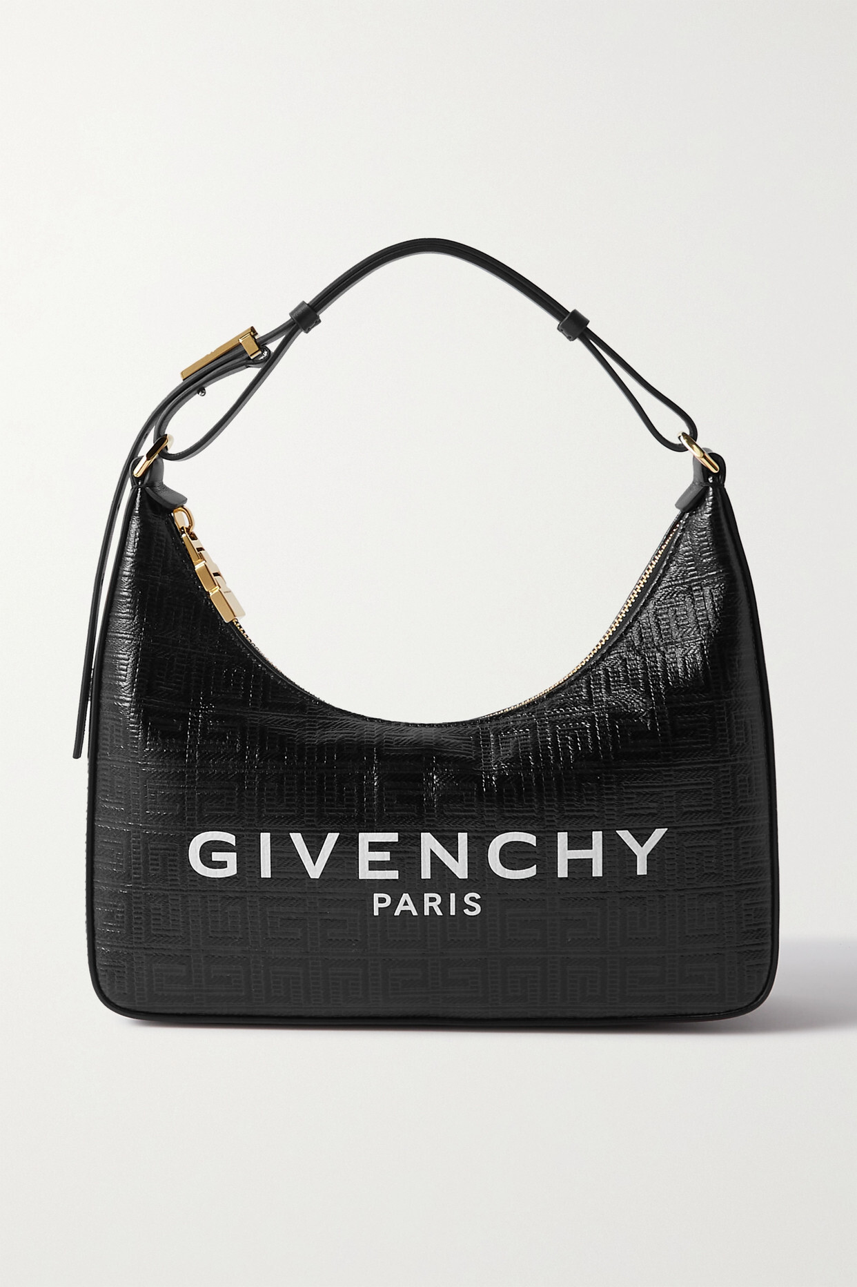 Givenchy - Moon Cut Out Small Printed Leather-trimmed Coated-canvas Shoulder Bag - Black