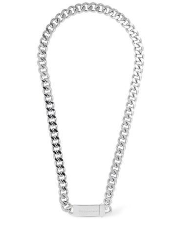 dsquared2 chained2 brass collar necklace in silver