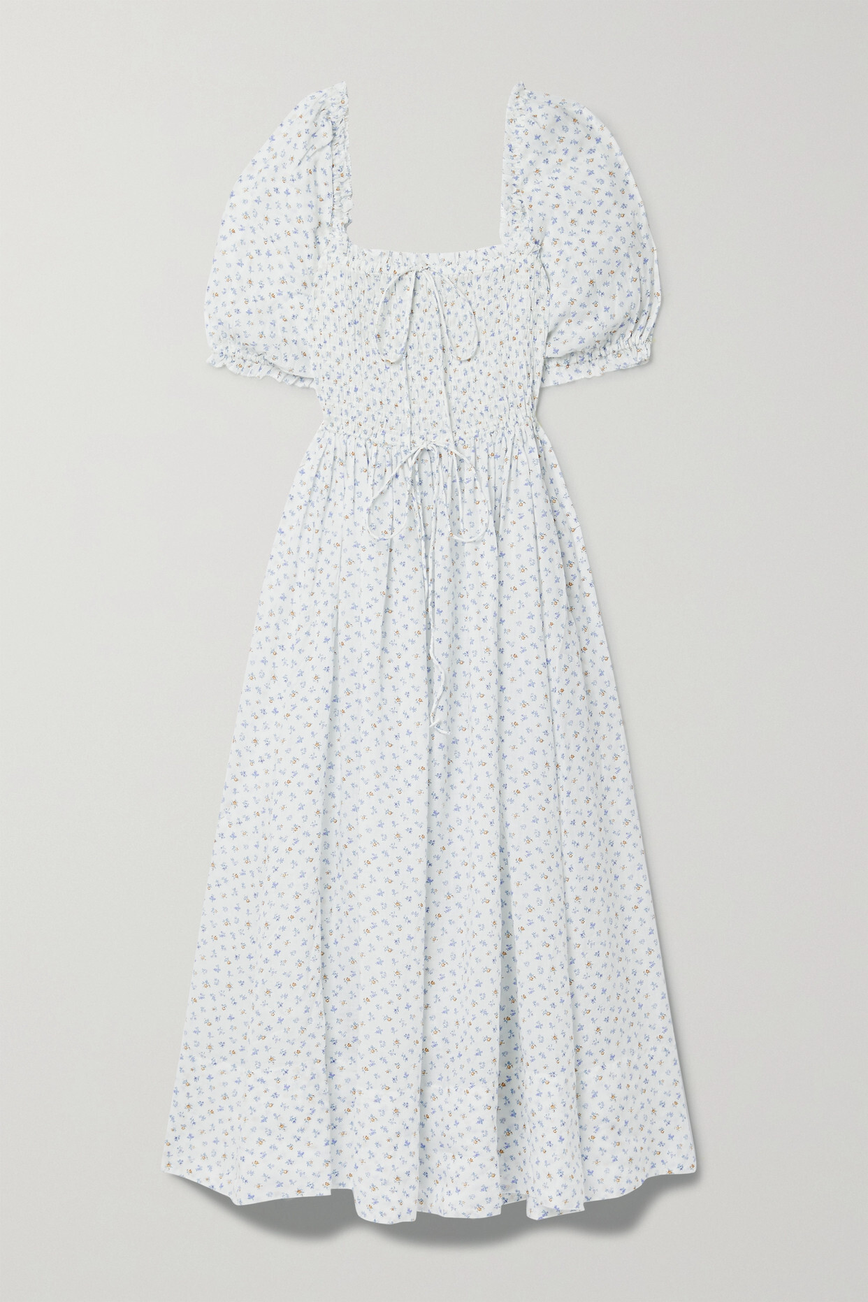 DÔEN - Siena Shirred Floral-print Ramie-voile Maxi Dress - White