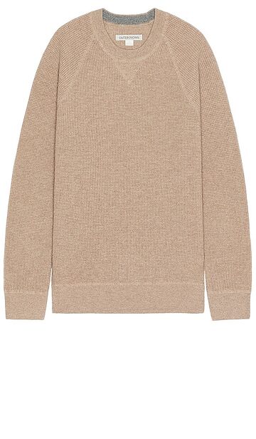 outerknown shelter waffle sweater in beige in camel