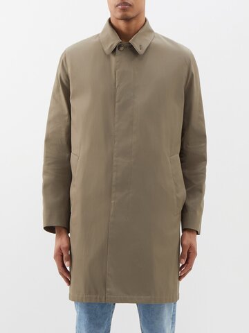 paul smith - concealed-placket twill car coat - mens - beige