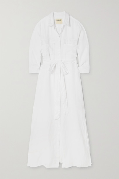 L'AGENCE - Cameron Belted Linen Maxi Shirt Dress - White
