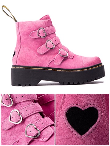 shoes,pastel goth,heart shoes,pink shoes,platform martins,pastel punk,retro,boots,kawaii,kawaii boots,harajuku,fairy kei,fairy boots,love,pink boots