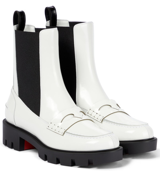 Christian Louboutin Montezu leather ankle boots in white