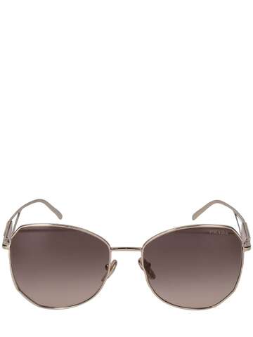 PRADA Obsesive Triangle Round Metal Sunglasses in brown / gold