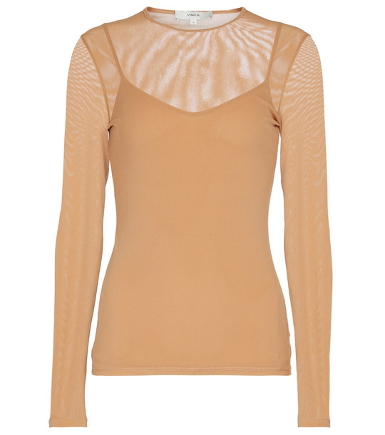 Vince Double Layer long-sleeved T-shirt in beige