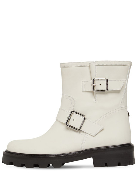 JIMMY CHOO 30mm Youth Ii Rubberized Leather Boots in cream