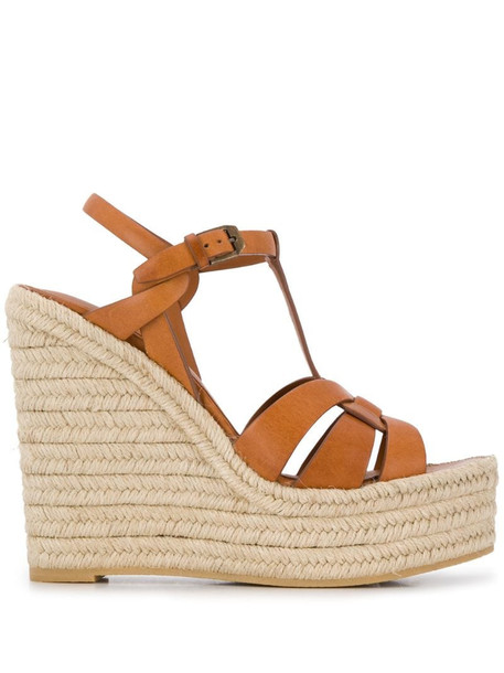 Saint Laurent high wedge heel sandals in brown