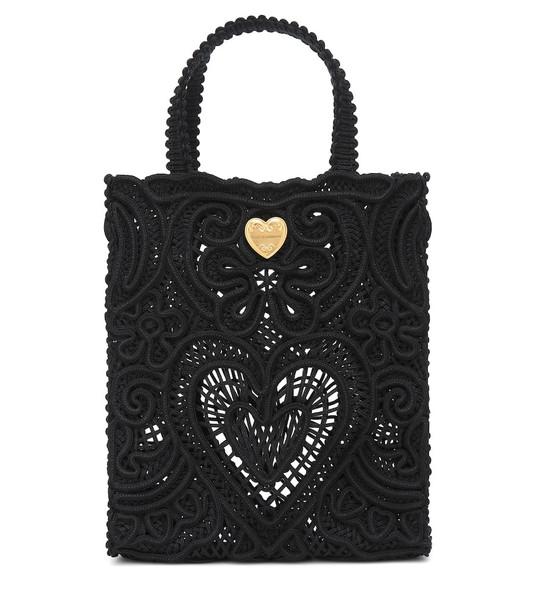 Dolce & Gabbana Beatrice Small lace tote in black