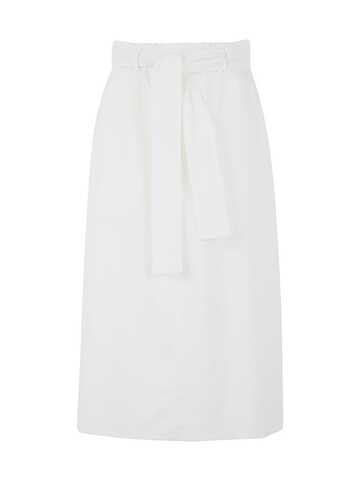 Seventy Elastic Waist Straight Longuette Skirt in white