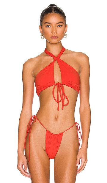 Riot Swim Toka Bikini Top in Red in coral