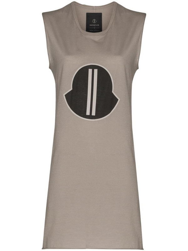 Moncler + Rick Owens oversized logo patch tank top in grey