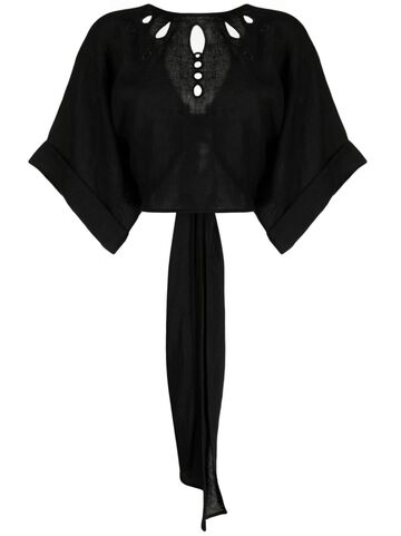 three graces zelda cropped blouse - black