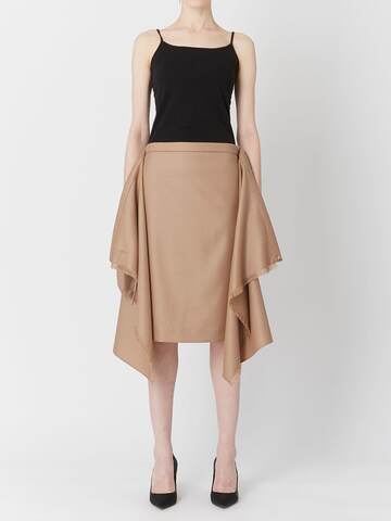 BURBERRY Wool Midi Skirt W/ Plisse Back