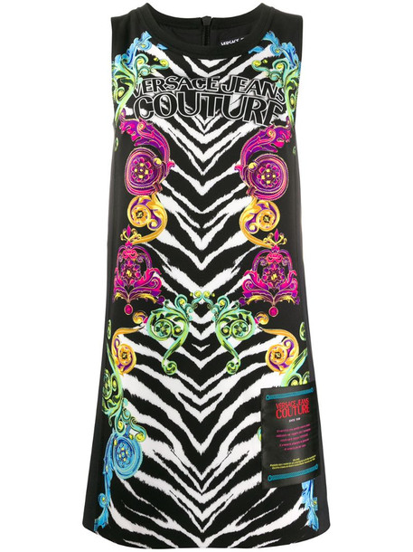 Versace Jeans Couture mixed-print sleeveless dress in black