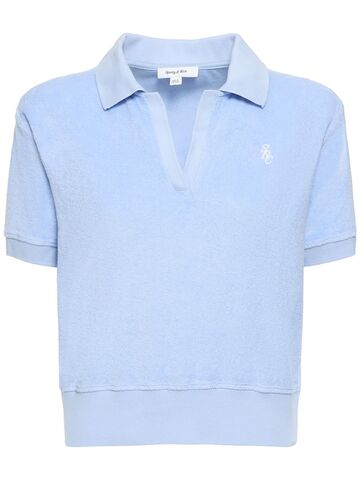 sporty & rich src cotton terry s/s polo in blue