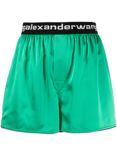 Alexander Wang Boxer satin-effect shorts - Green
