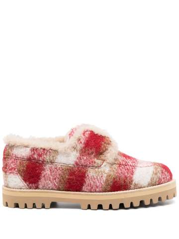 le silla yacht check-pattern felted loafers - red