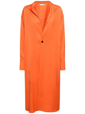 ferragamo single breasted viscose long jacket in orange