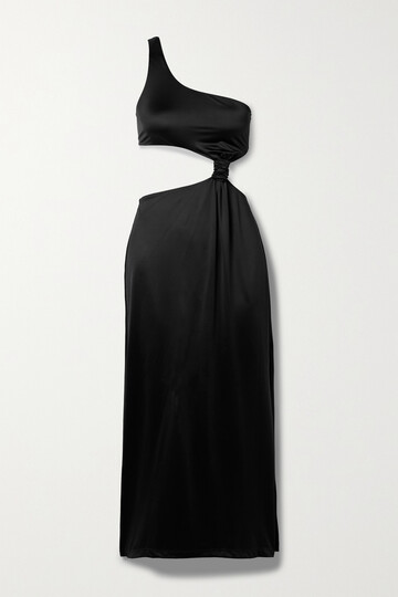 versace - belize cutout one-shoulder stretch-jersey midi dress - black