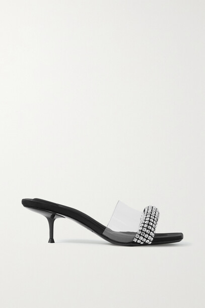 Alexander Wang - Jessie Crystal-embellished Pvc And Leather Mules - Black