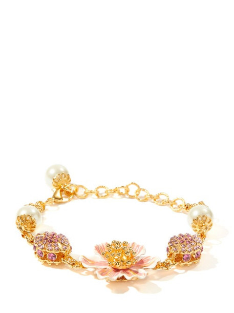 DOLCE & GABBANA Bracelet Faux Pearl Crystal Embellished Gold Chain RRP $850 