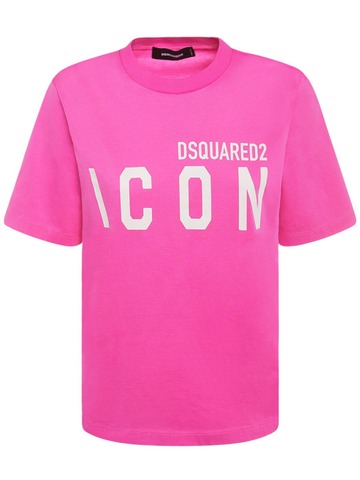 DSQUARED2 Icon Logo Print Cotton Jersey T-shirt in pink