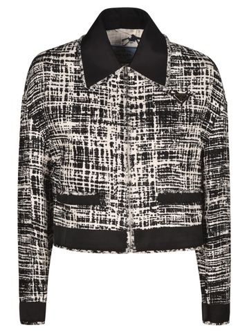Prada Tweed Cropped Jacket in black / ivory