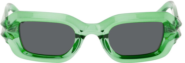 A BETTER FEELING Green Bolu Rectangular Sunglasses