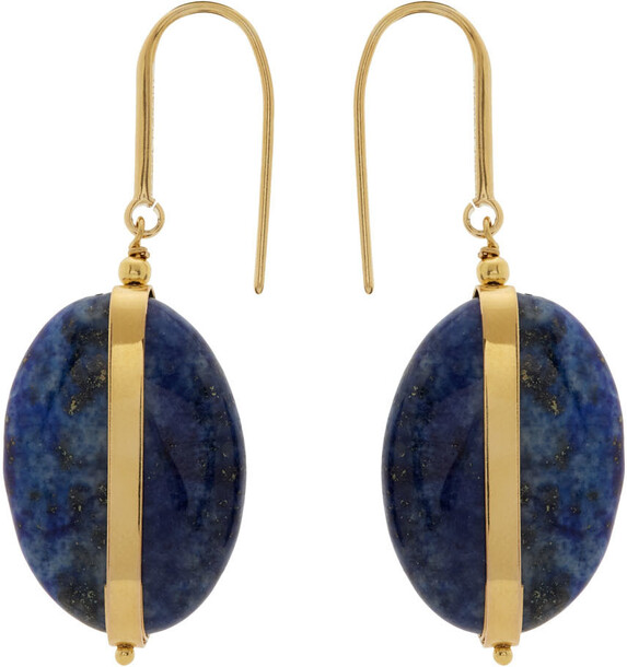 Isabel Marant Navy & Gold Stones Drop Earrings