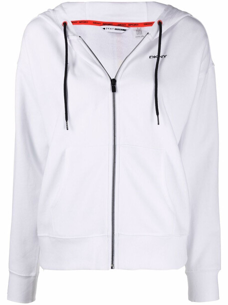 DKNY logo-print zip-up hoodie - White