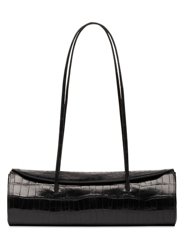 LITTLE LIFFNER Cannoli Croc Embossed Leather Bag in black