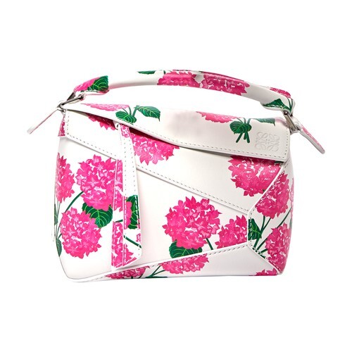 Loewe Mini Flower Puzzle Edge bag in pink / white