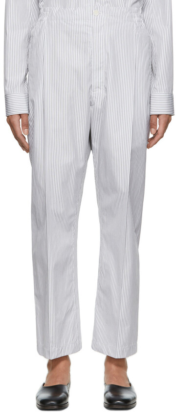 Lemaire Grey Cotton Trousers in white
