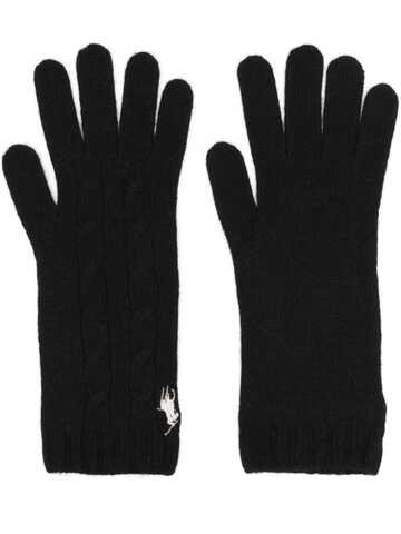 polo ralph lauren polo pony cable-knit gloves - black