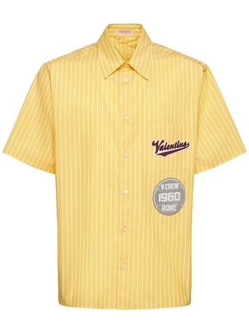 valentino striped short sleeve shirt in white / yellow