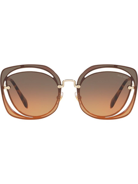 Miu Miu Eyewear Scenique cut-out sunglasses in brown