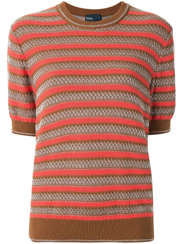Kolor striped knitted top in brown