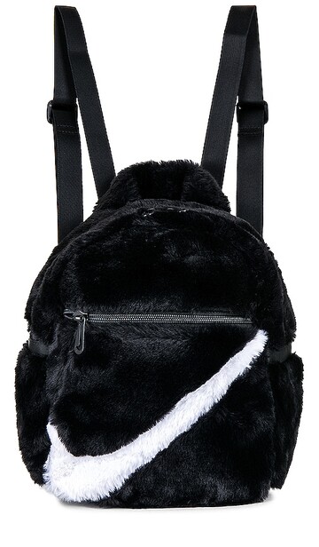 nike faux fur mini backpack in black