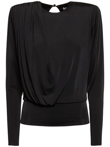 alexandre vauthier draped viscose jersey l/s top in black