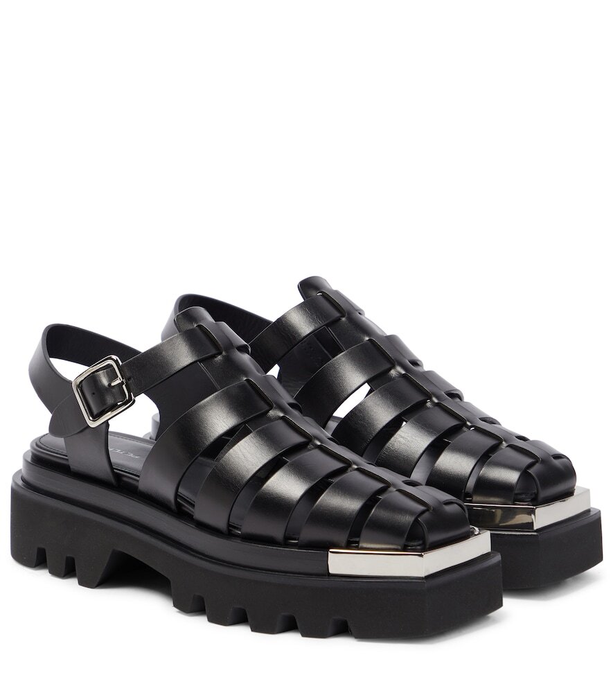 Peter Do Leather platform sandals in black