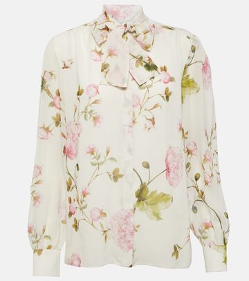 giambattista valli floral silk blouse in white