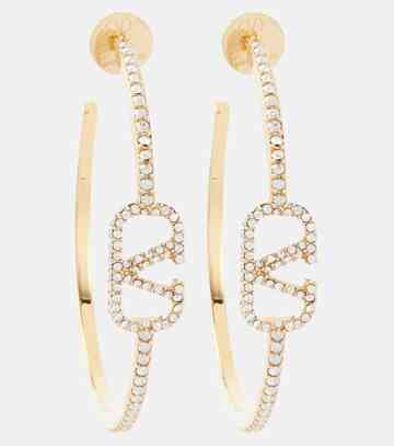valentino vlogo signature embellished earrings in gold