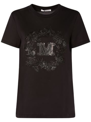 max mara elmo embroidered cotton t-shirt in black