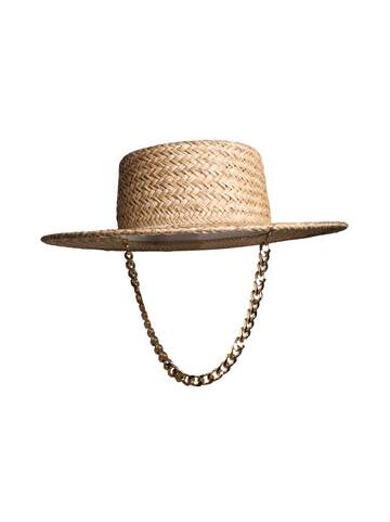 Ruslan Baginskiy Monogram-embellished Boater Hat in natural